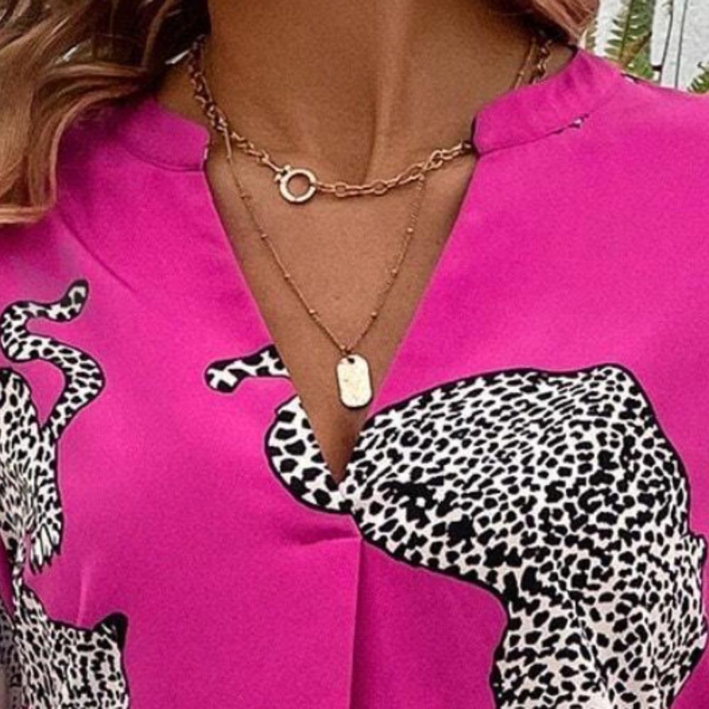 Pink Leopard Print Mini Dress - Picture 2 of 3